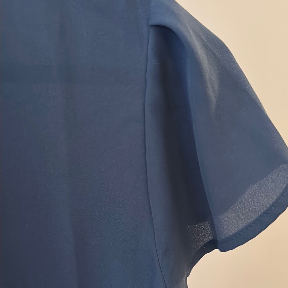 Slate Blue Ruffle Sleeve Work Top new - Picture 7 of 8